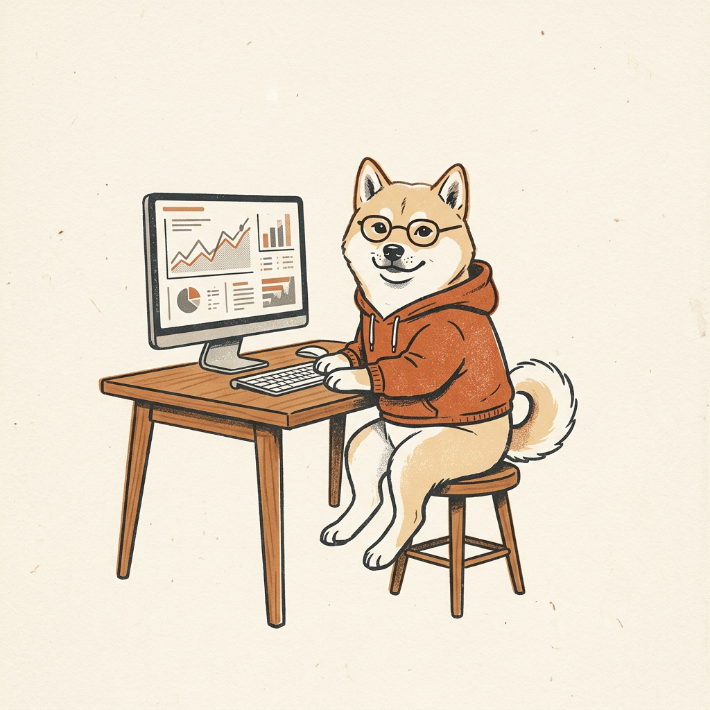 Claude Doge, a Shiba Inu wearing an orange hoodie and glasses